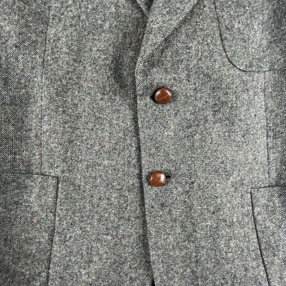 Vintage STAFFORD Blazer 44R Brown Wool Elbow Patch University Tweed Lambswool - Picture 5 of 11
